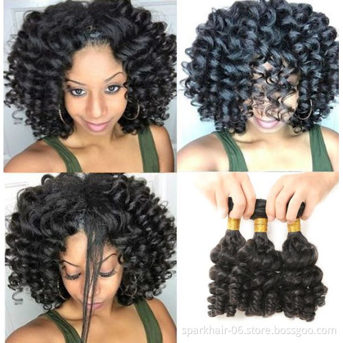 10A SPARK Brazilian Weaving Remy Human Hair Bundles for Women Raw Virgin Hair Extension Weft Natural Black Bouncy Curly FUMI